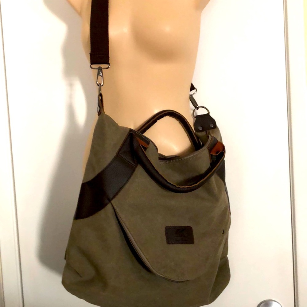 15 3/4”H x 18”W Canvas messenger bag Olive/khaki